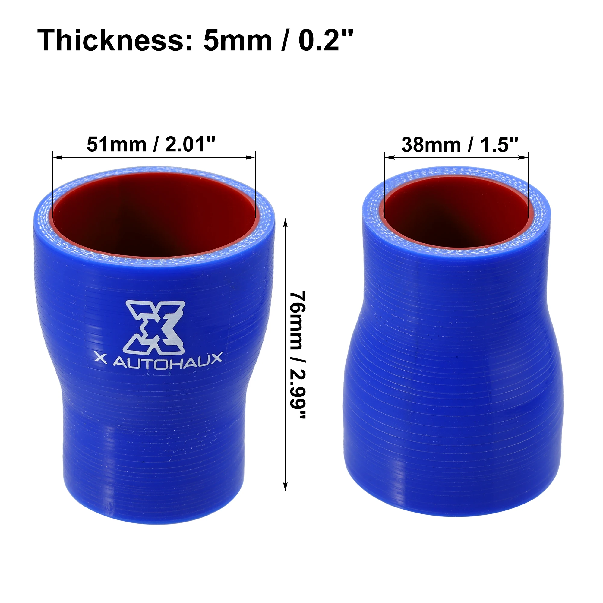 X Autohaux 38-51Mm 45-63Mm 51-60Mm 60-70Mm ID Selang Peredam Silikon Lurus Tabung Intercooler Coupler Silikon 29 Ukuran