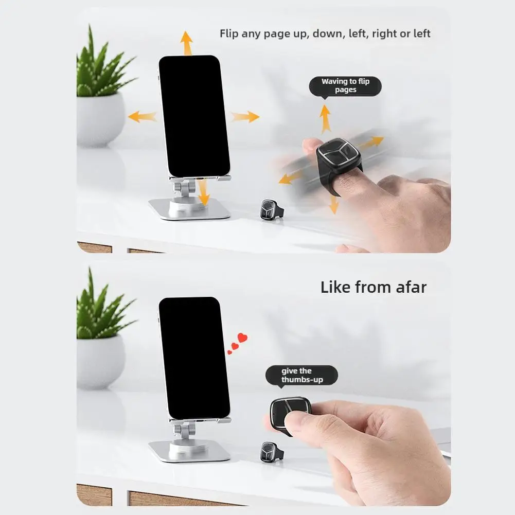 Wireless Fingertip Remote Control Magnetic Charging Mini Finger Remote Control 10m Effective Distance For Tiktok Watching Video