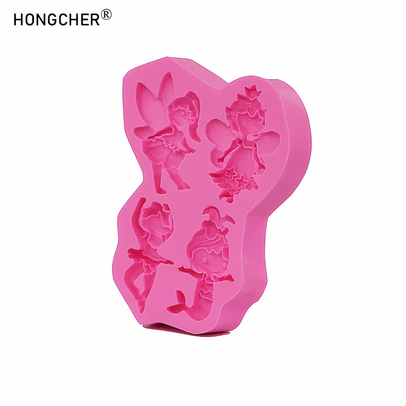 Cartoon beautiful angel girl mermaid DIY resin accessories accessories drip mold chocolate cake dessert decoration silicone mold
