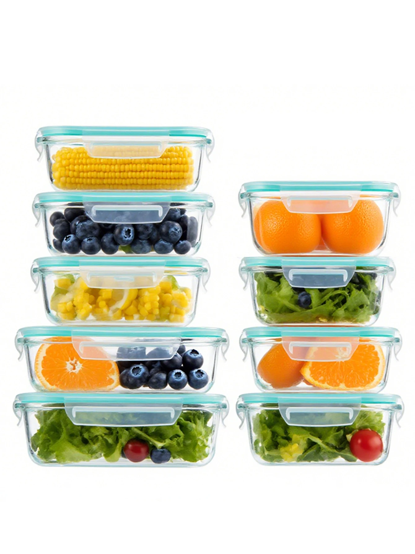 ชุดกล่องถนอมอาหารแก้ว 8 ชิ้น กล่องข้าวเก็บความร้อน กล่องเบนโตะกันรั่ว ฝาปิดล็อคได้ ใช้กับไมโครเวฟและตู้เย็นได้