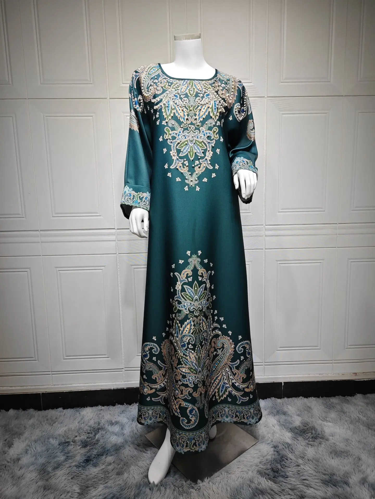 

Ramadan Dubai Abayas Muslim Women Maxi Dress Bead Kaftan Turkey Robe Kebaya Caftan Marocain Femme Islam Jalabiya Eid Gown 2025