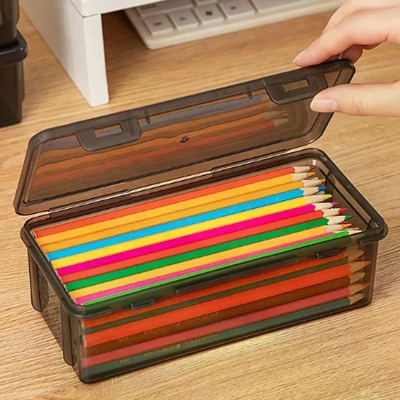 Transparent Pencil Case Box Large-capacity Stackable Storage Box Office School Pencil Case Supplies Pencil Storage