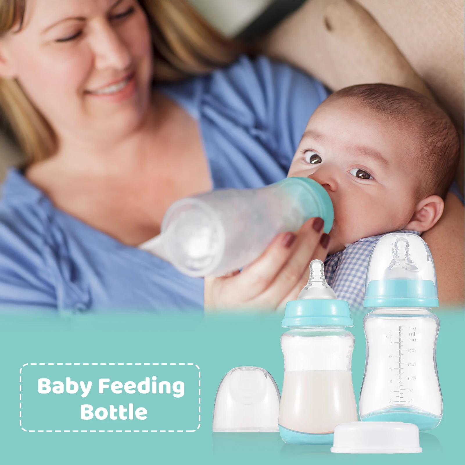 Baby Bottles Breastfeeding Bottles for Baby Milk Storage Bottles Baby Feeding Bottles with Silicone Nipple & Storage of 3PCS