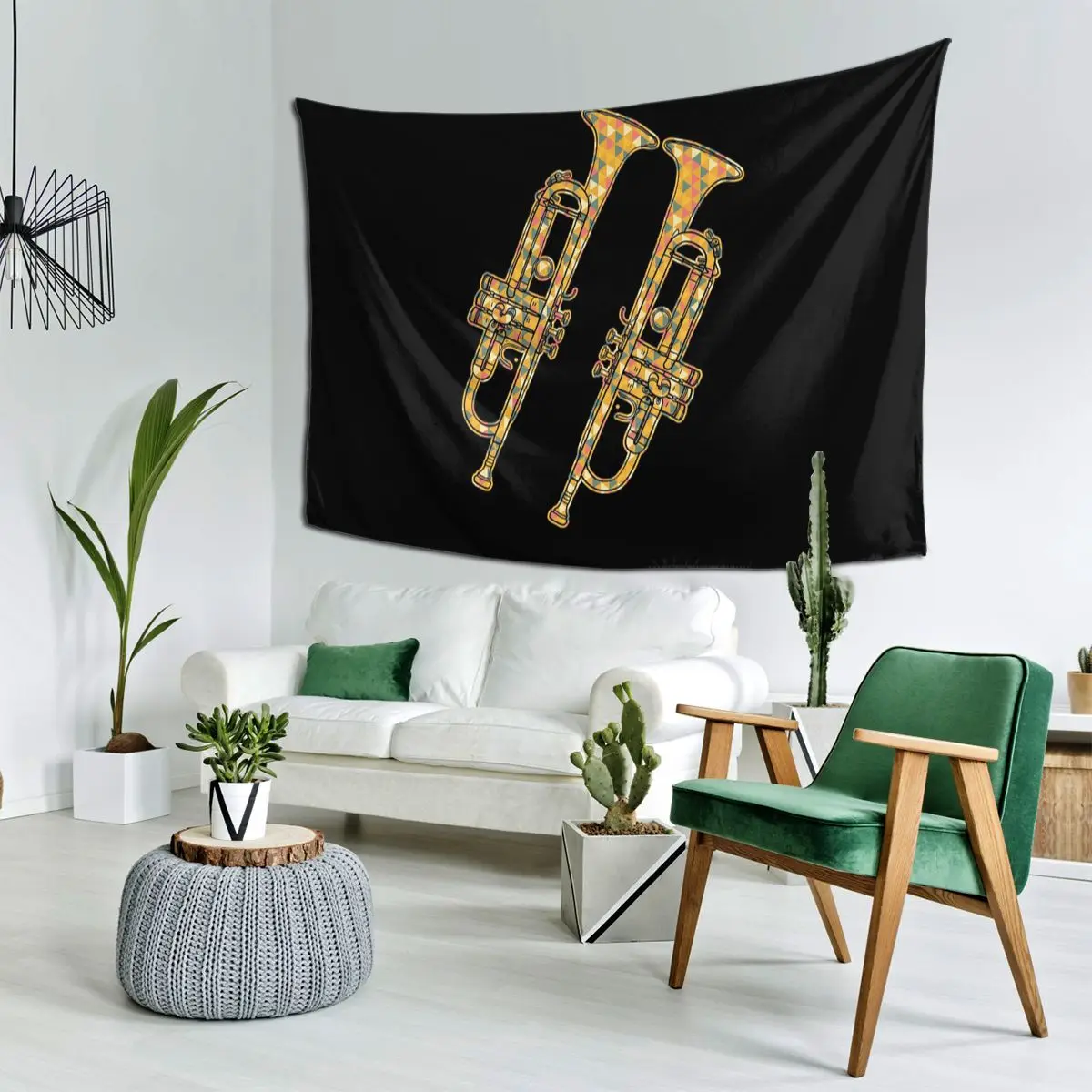 Trumpet - Trumpet Geometric Tapestry Funny Wall Hanging Aesthetic Home Decoration Tapestries for Living Room Bedroom Dorm Room