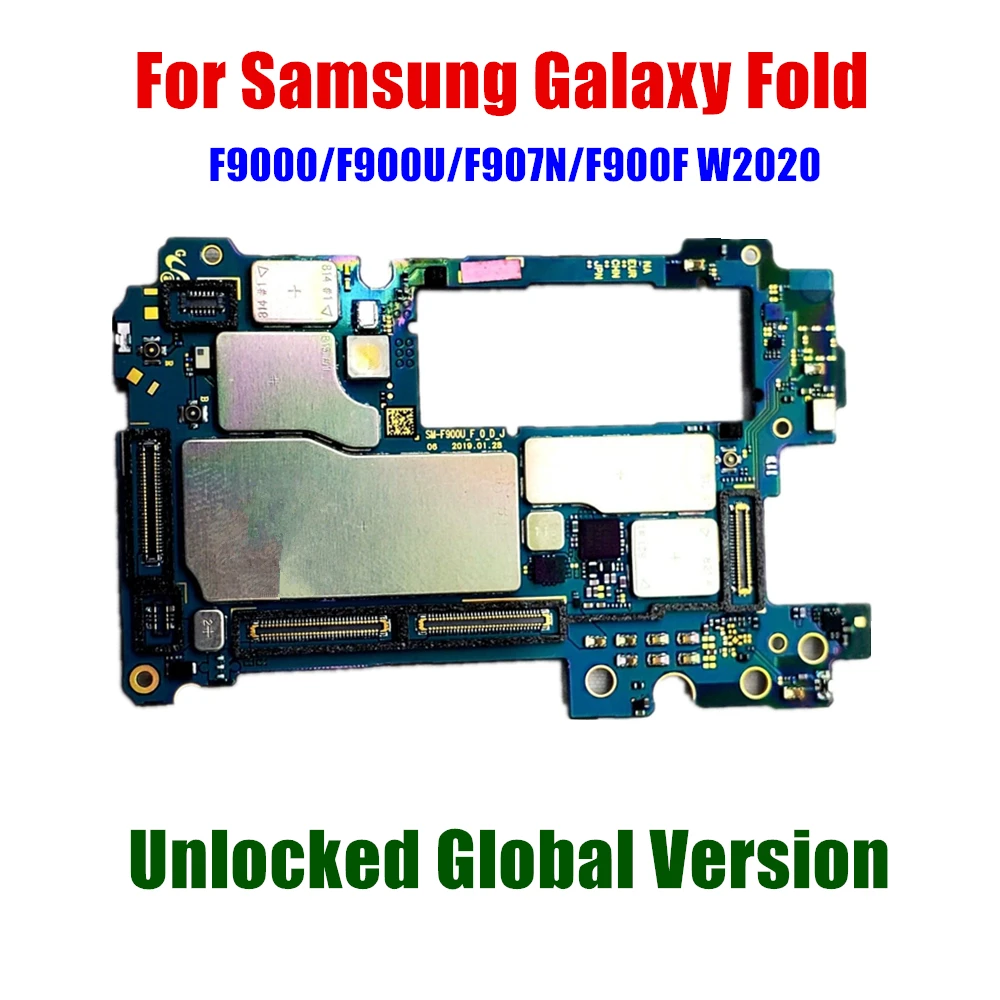 

512GB Logic Main Board For Samsung Galaxy Fold F900F F900U F9000 F907N W2020 Motherboard With Full Chips Unlocked Plate