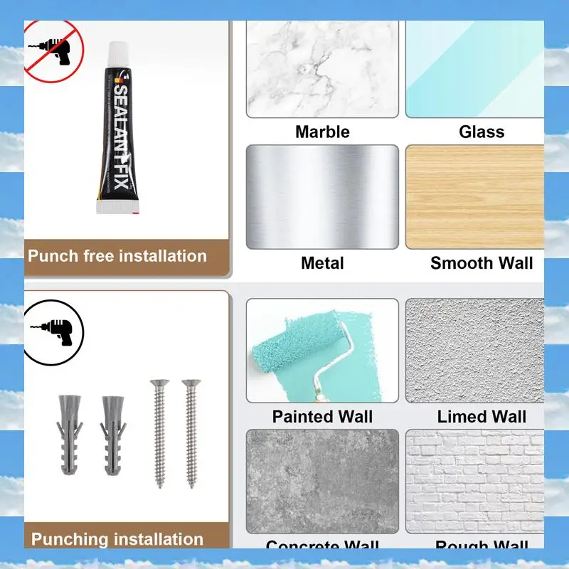 

A11I Wall Mount Hair Dryer Holder Storage Airwrap Complete Styler Storage Rack Set For Hair Curling Iron Wand Bathroom