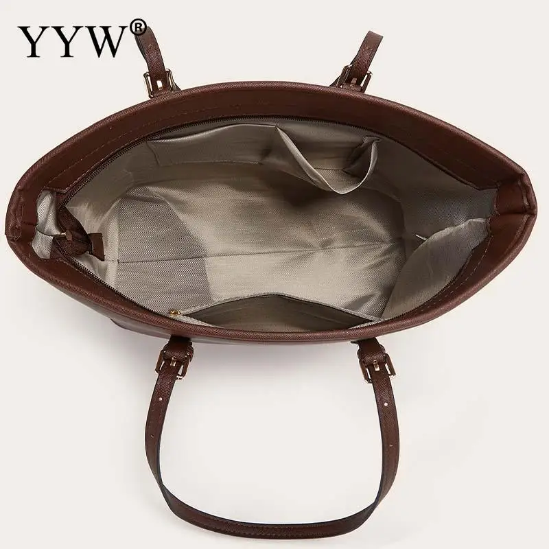 Large Capacity Women Tote Bag with Small Wallet Purse Soft PU Leather Single Shoulder Handbag Elegant Lady Messenger Storage Bag