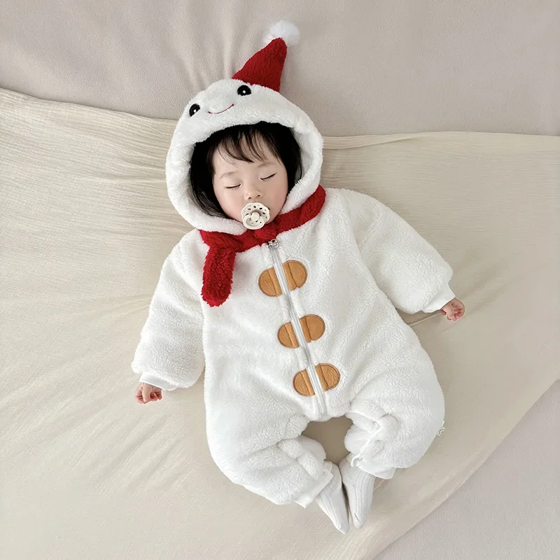 Cute Winter Baby Girl Clothes Warm Comfort Baby Clothes Versatile Trendy Jumpsuit Newborn Crawling Suit Cartoon Cotton Coat 아기옷