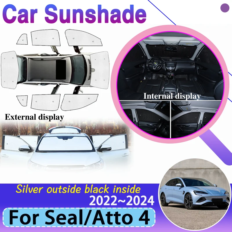 

Anti-UV Car Full Sun Visors For BYD Seal 2022~2024 Atto 4 Full Window Shading Cover Sun Protector Windshield Sticker Accessories