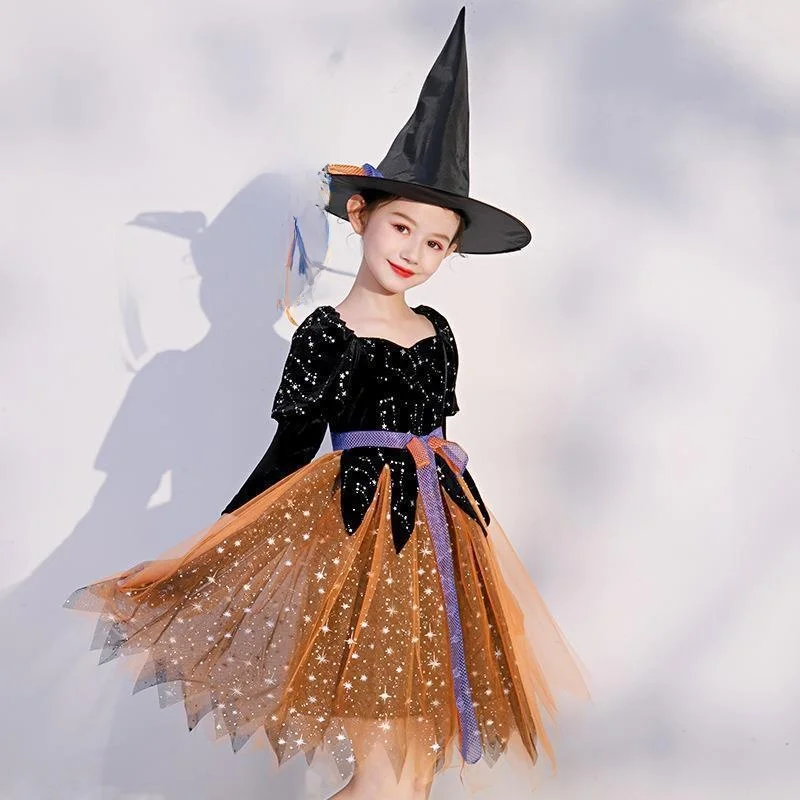 Loween conjunto de desempenho de fantasia de bruxa, jardim de infância, príncipe infantil, cosplay, dr orm, material pu, temporada de primavera