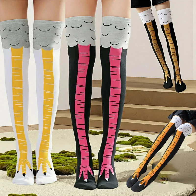 Kaus Kaki Setinggi Lutut Motif Cakar Ayam Lucu Bahan Katun untuk Pria Wanita Cosplay 3D Cetak Cakar Kartun Kaus Kaki Trendi Fashion Personal