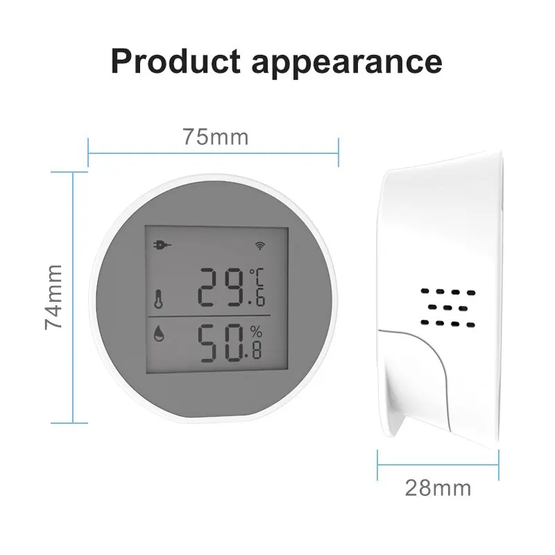 Tuya TY012 WIFI Temperature Humidity Sensor Indoor Hygrometer Thermometer Detector Smart Life App Support Alexa Google Home