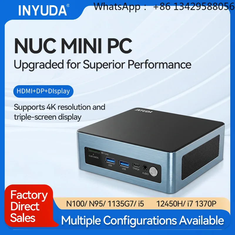 Intel N100 Mini PC NUC 8 USB Ports 4K Display SSD Storage GDDR4 Video Memory Windows 11/Linux Home Student Use Portable Metal