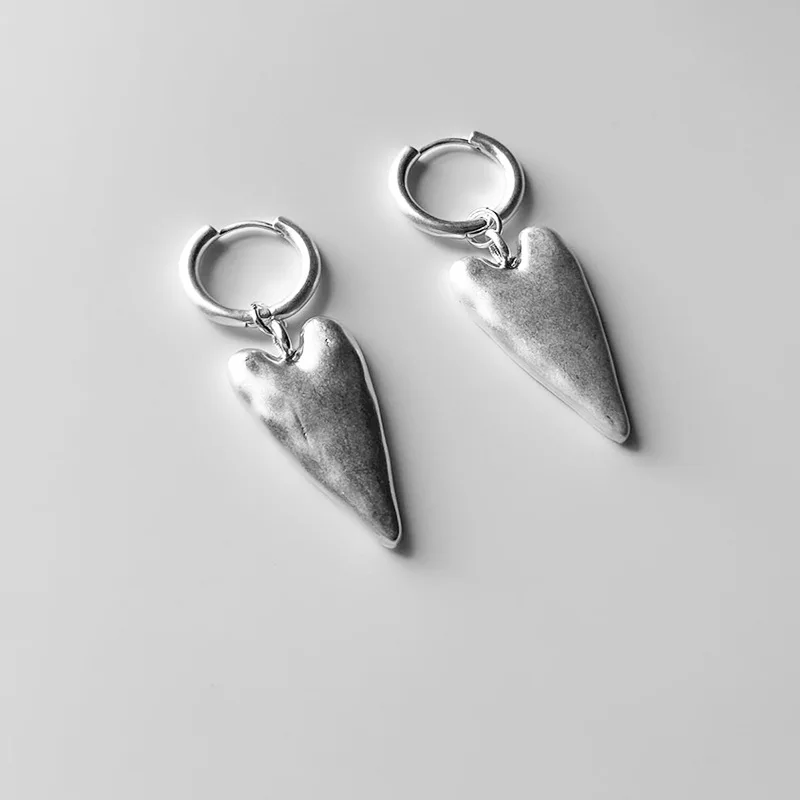 Vintage Heart Brass Gold Plated Silver Women Ladies Pendant Dangle Drop Hoop Earring Choker Charm Chain Necklace Fashion Jewelry