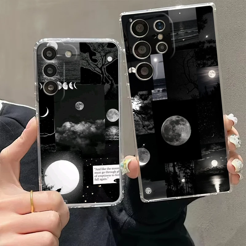 Moonlit Night Scene Transparent Cover for Samsung Galaxy S26 S25 S24 S23 S22 S21 S20 FE Ultra S25Edge Plus 5G Phone Case Capas