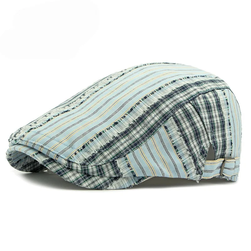 Fashionable Checked Beret Spring/Summer Duckbill Cap British Vintage Forward-Facing Cap Men's Artist's Hat Trendy