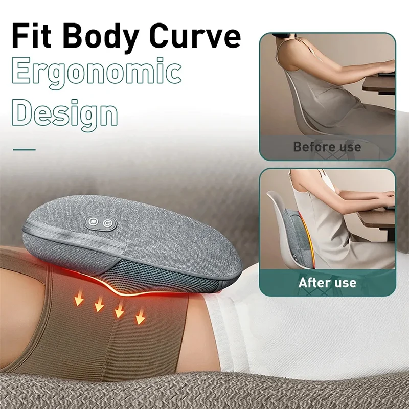 ネックマッサージャー多機能枕 3D こねる加熱マッサージ機頸椎枕指圧深部組織療法大人の枕