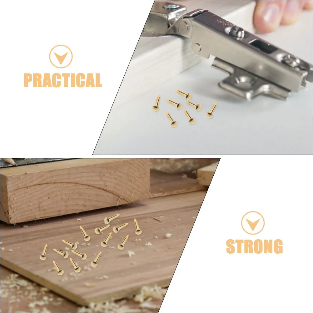 

100Pcs Copper Furniture Nails Round Head Strong Sharp Nails for Picture Hanging Fixing Woodworking DIY Home Projects