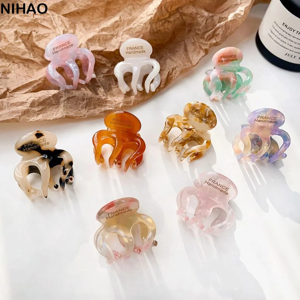 

Acetate Pumpkin Grab Clip Small Hollow Out High Ponytail Fixed Artifact Hairpin Shark Clip Korean Style Retro Mini Hair Claw