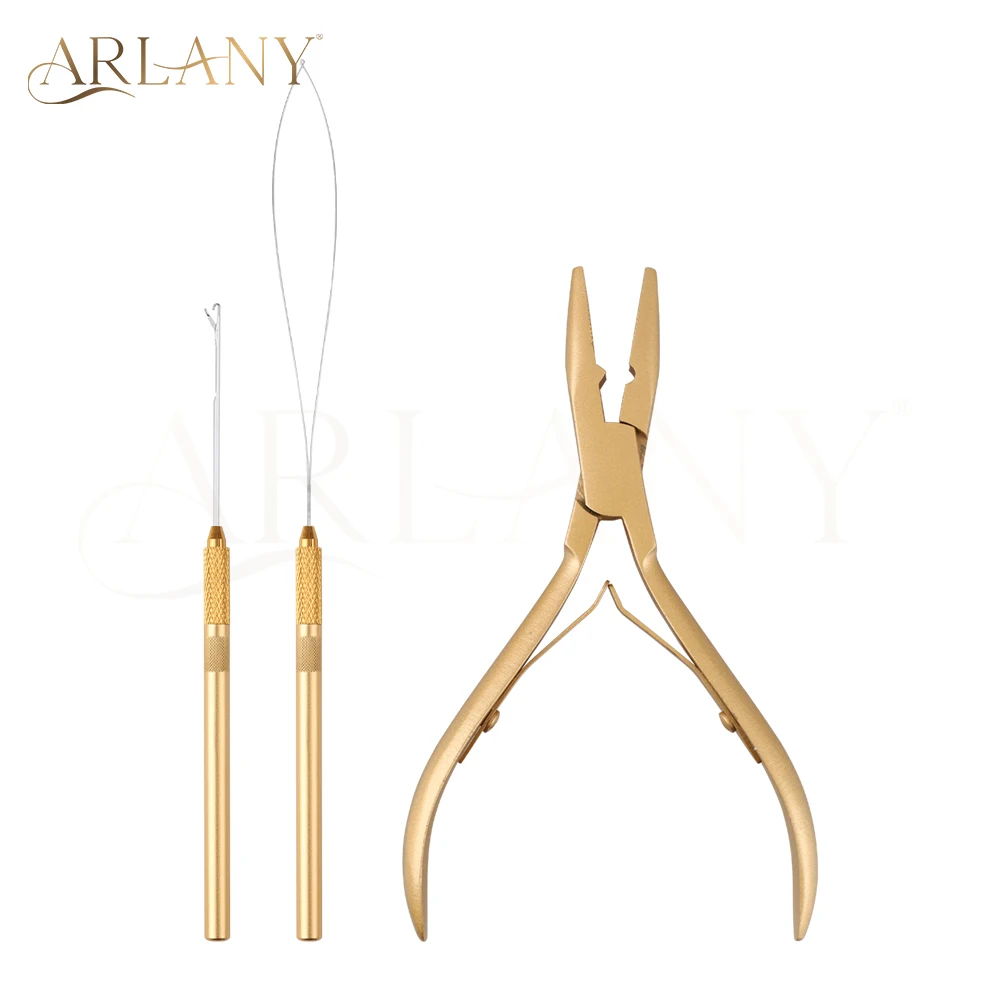

ARLANY набор плоскогубцев для наращивания волос для микробусинок, плоскогубцы Microlink, съемная петля для наращивания волос, игла, инструмент для вытягивания бусин