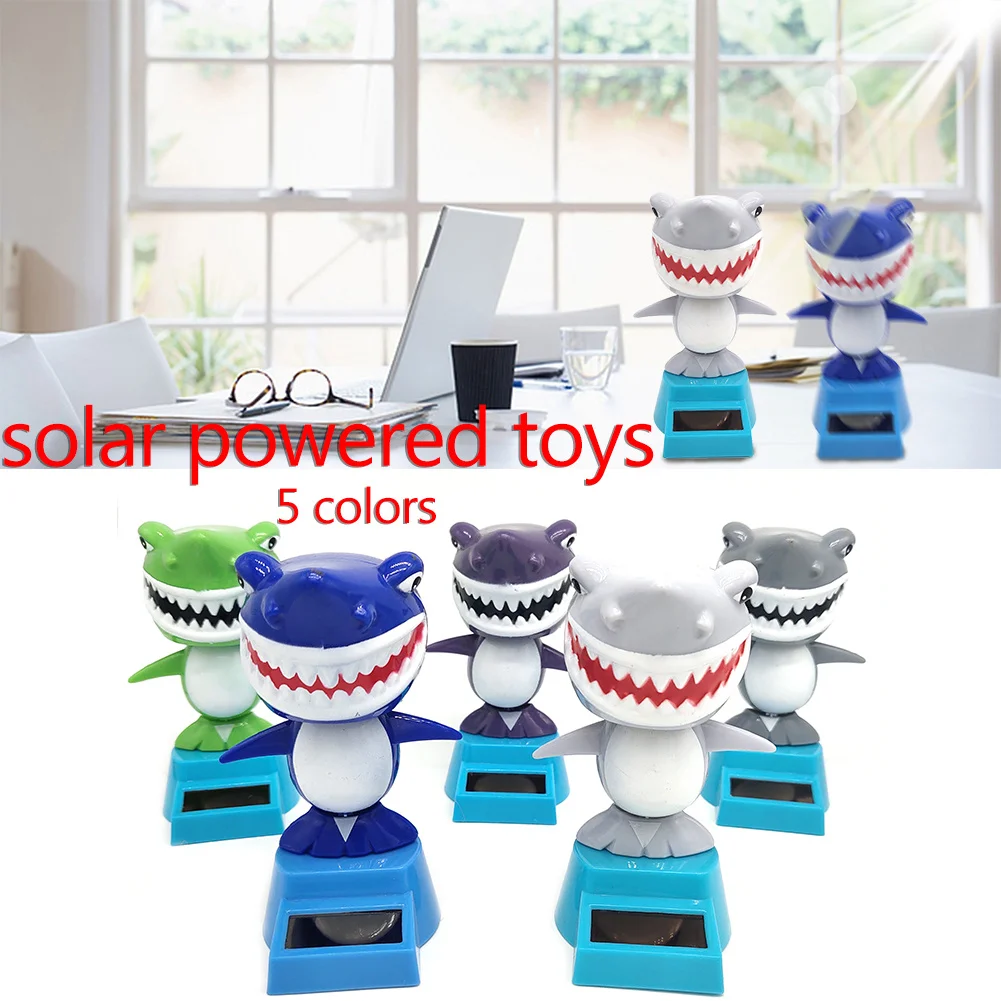 Cute Cartoon Shark Solar Power Shaking Head Toy Bobbling Dancing Toys Car Decoration Auto Interior Dashboard Decor Car Ornament