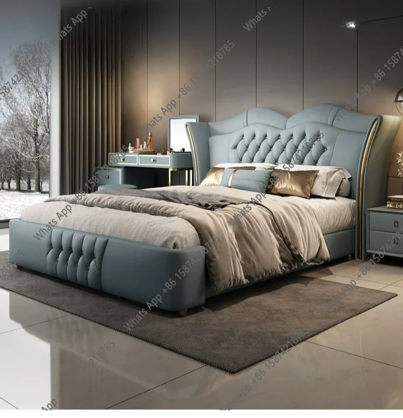 Mn New Wedding Model Room Master Bedroom Modern Light Luxury Atmosphere Leather Art Double Bed