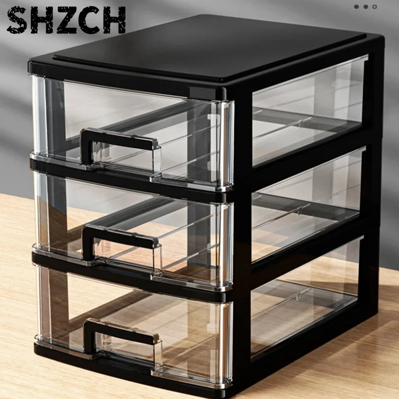 Modular Desktop Organizer Drawers-Clear A4 File Storage System with Multi-Layer Design Space-Saving Office Shelf for Workstation
