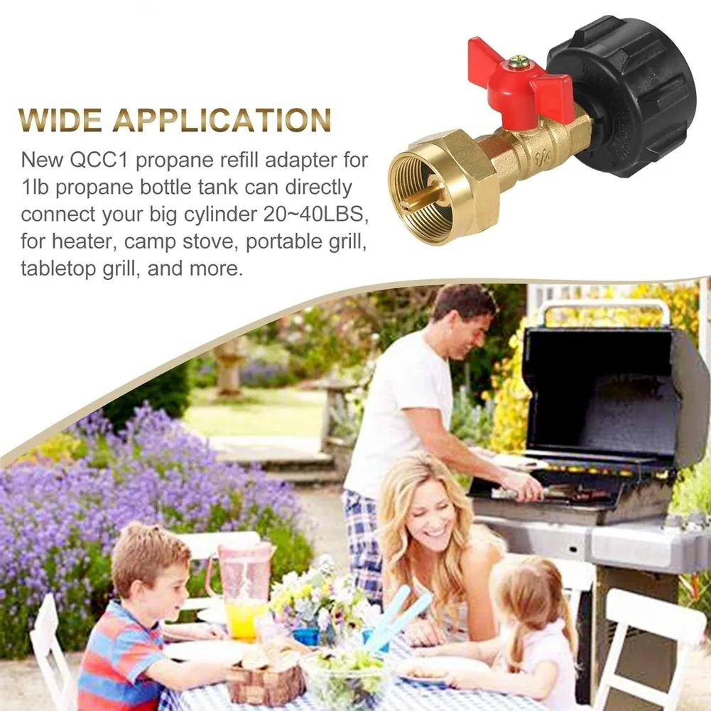 1Pc QCC1 Propane Refill Adapter for 1LB Propane Bottle Tank with Shut on/Off Controller Valve
