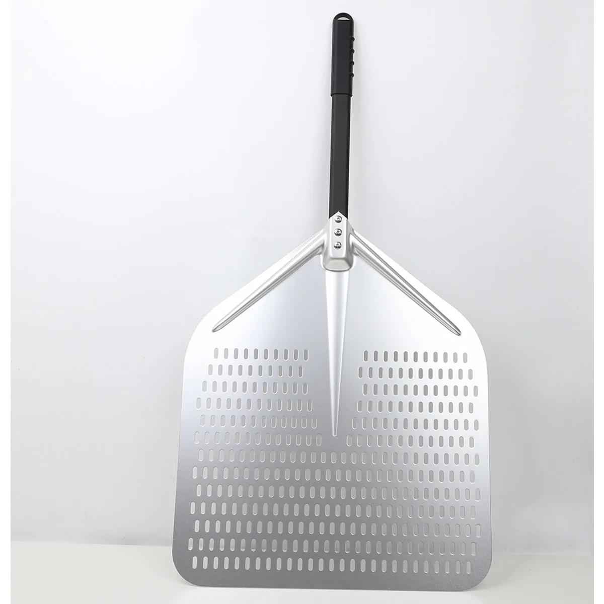 2026 18 Inch - 20 Inch Square Perforated Aluminum Shovel Super Large Pizza Turning Peel With Detachable Long Handle Pizza Pan