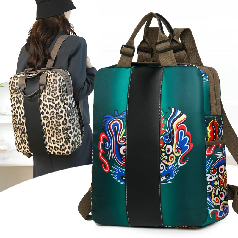 

2025 New Vintage Stylish Women Nylon Backpack Large Capacity Travel Hiking Bag for Girls Fashion Casual Student Bookbag Daypack