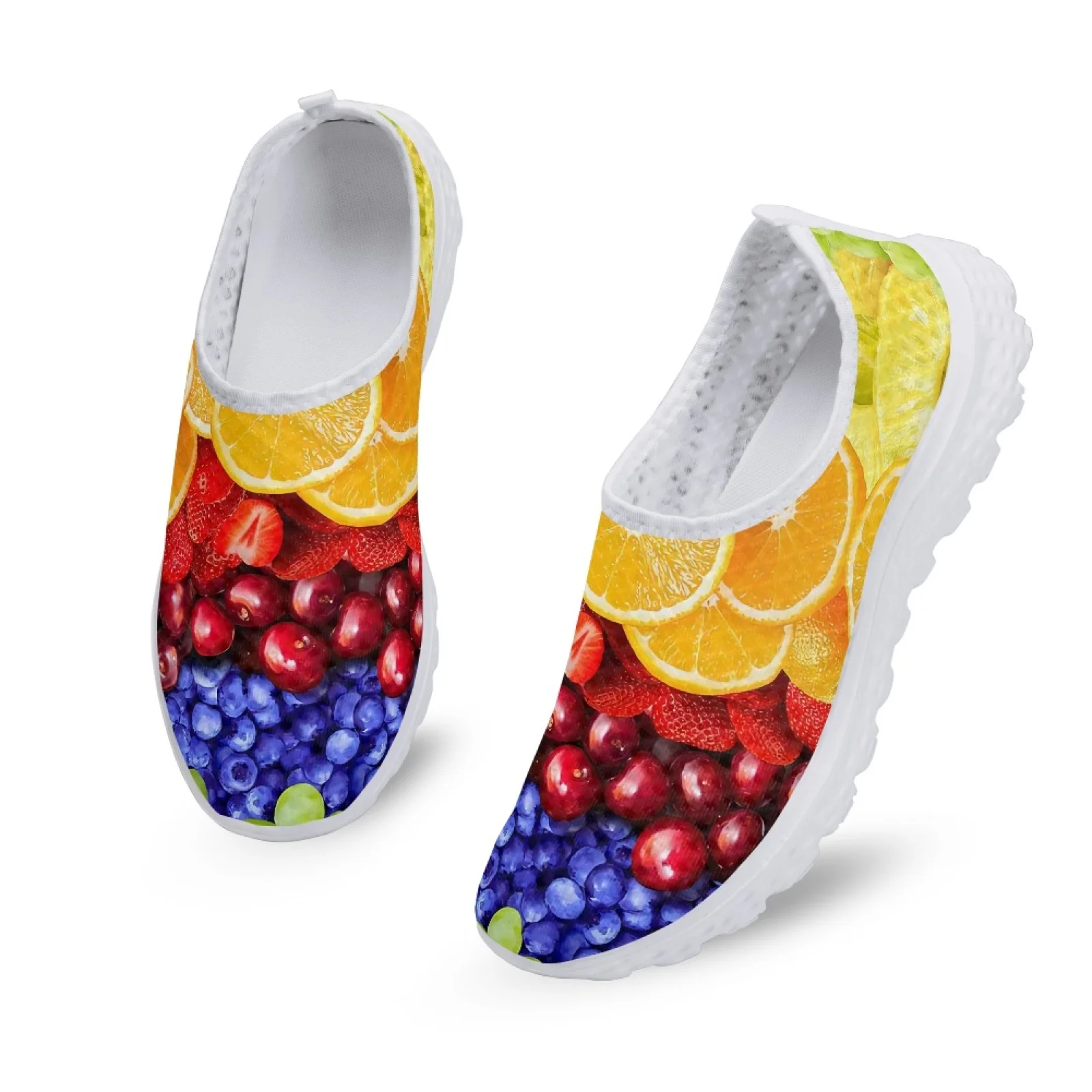 Scarpe basse da donna con stampa 3D di frutta tropicale estiva scarpe da ginnastica traspiranti Slip-on AF Mesh mocassini pigri leggeri