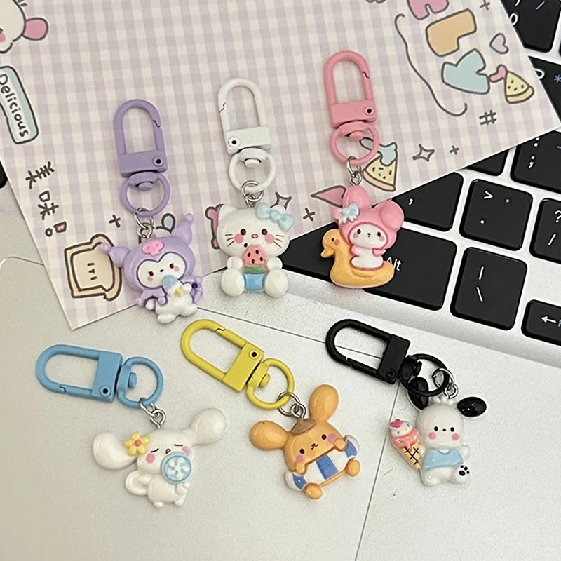 Porte-clés avec pendentif My Melody, Sanurgente, Kuromi, Hello Kitty, Cinnamoroll Anime, Purin Keyring, Cartoon Bag Charms, Kawaii, Cute