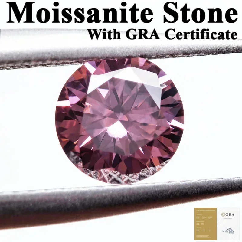

L-Муассанит Камень Карминовый Цвет Круглой Огранки для Diy Подвески Изготовление Ювелирных Изделий Кольцо Ожерелье Серьги Основные Материалы с Сертификатом