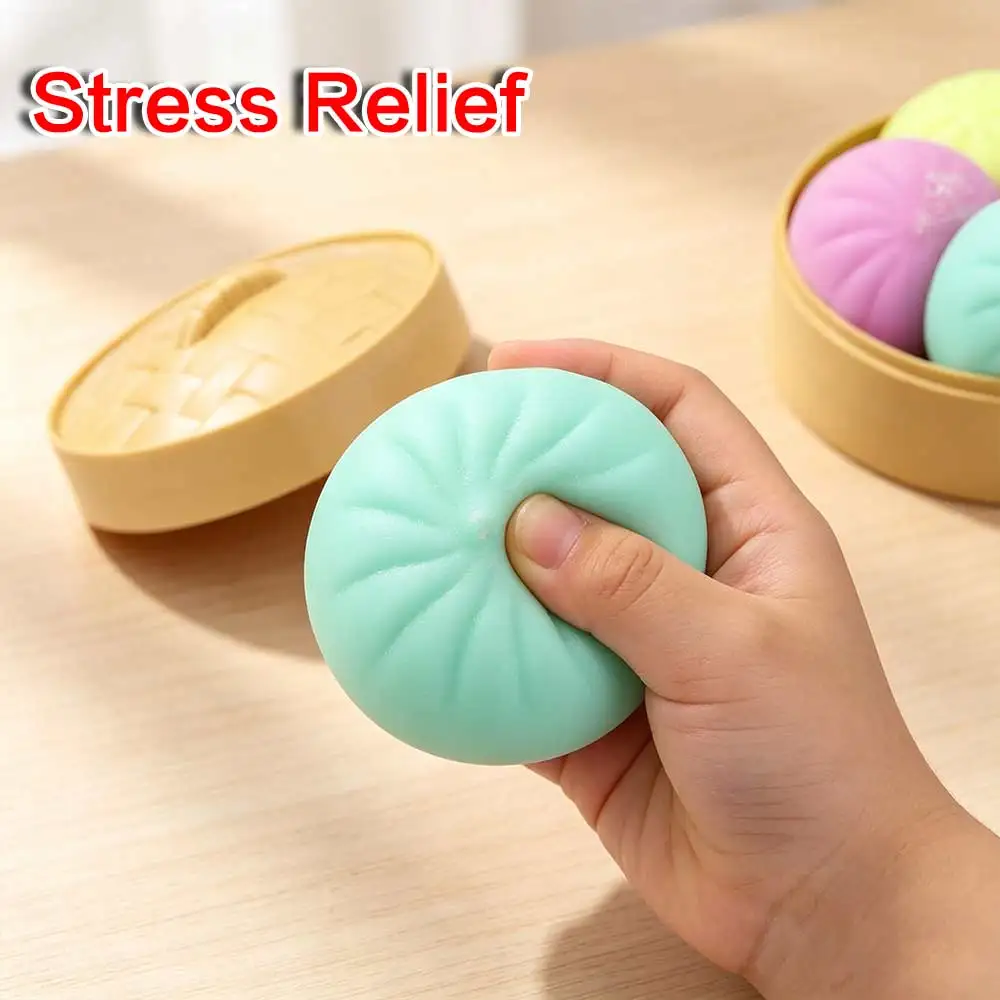 Prank Soft Cute Mini Dumplings Squishy With Steamer Squeezable Squishy Crystal Bun Food Shape Pinch Fidget Sensory