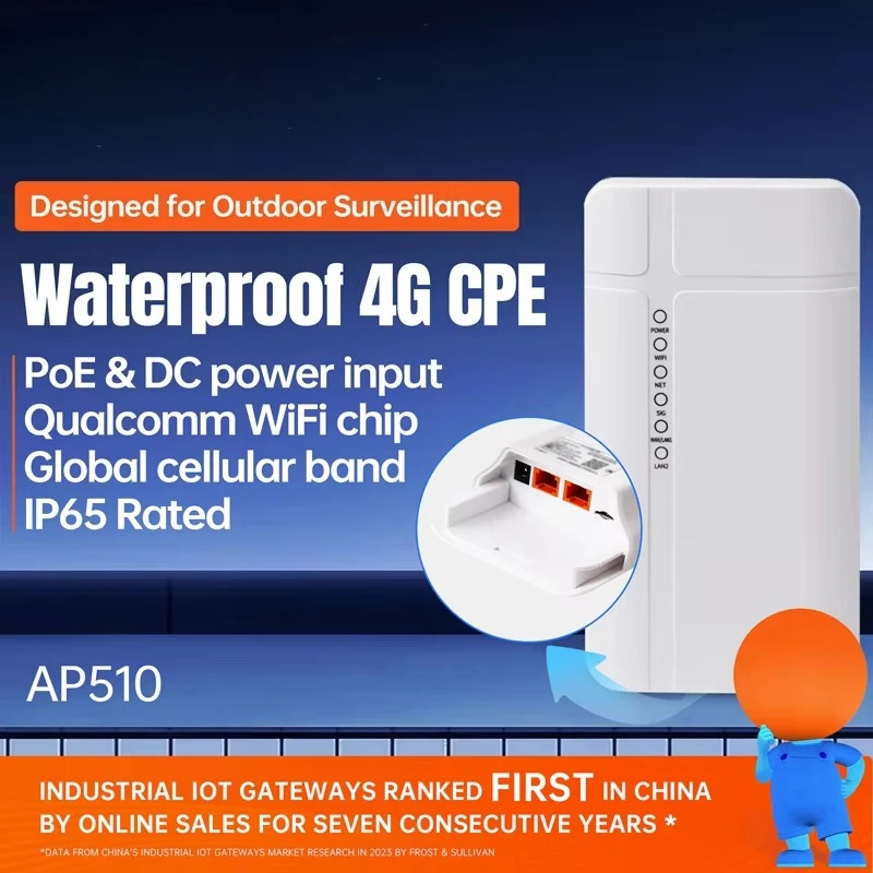 Global Band 4G Outdoor CPE WiFi Router Cellular/wired/WiFi Connection Modes Remote Networking Wireless Surveillance AP510