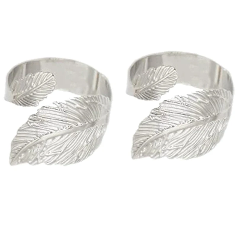 Leaf Napkin Rings Set Of 30,Leaves Napkin Rings For Table Setting,Metal Leaf Napkin Holder Rings For Holiday Silver