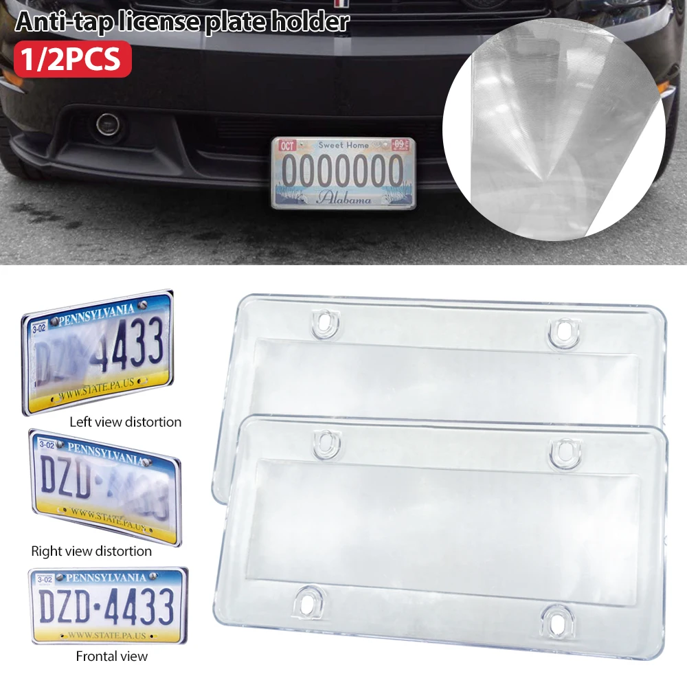 1/2 Pack Clear License Plate Tag Frame Covers Shields Protector for Car/Truck