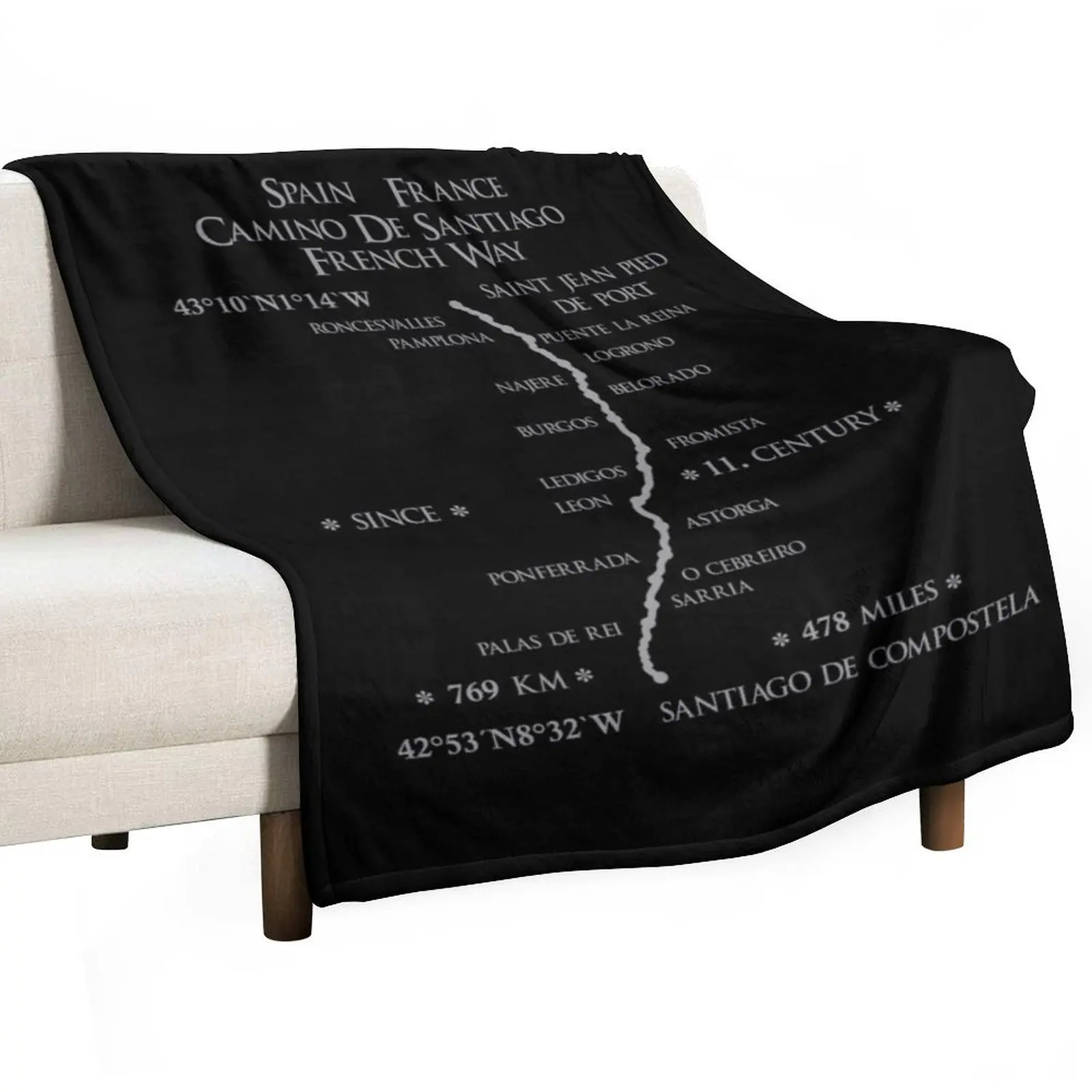 Jacobsweg Pilgrimage Route Spain / Camino frances Throw Blanket Decoratives Tourist Bed Fashionable Shaggy Luxury Blankets