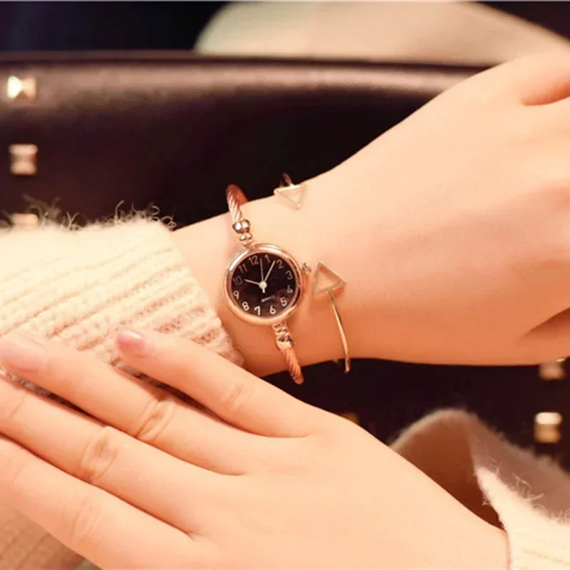 Women Bracelet Watch Small Gold Bangle Female Watches Stainless Steel Retro Ladies Quartz Wristwatches Clock Dress Montre Femme