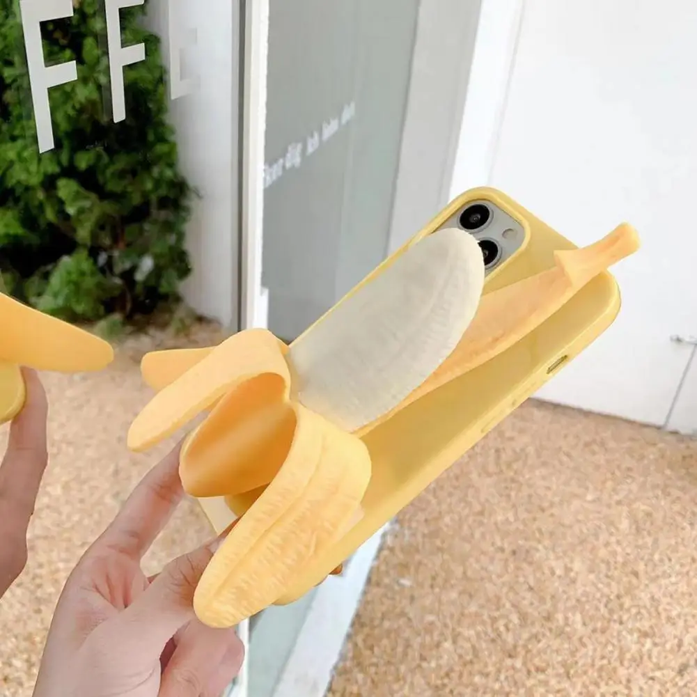 Tonar Banana ＋ 交換針3個 (Banana/PRO S) ケース付 Funny 3D Stress Reliever Peeled Plush banana Phone Case For iPhone