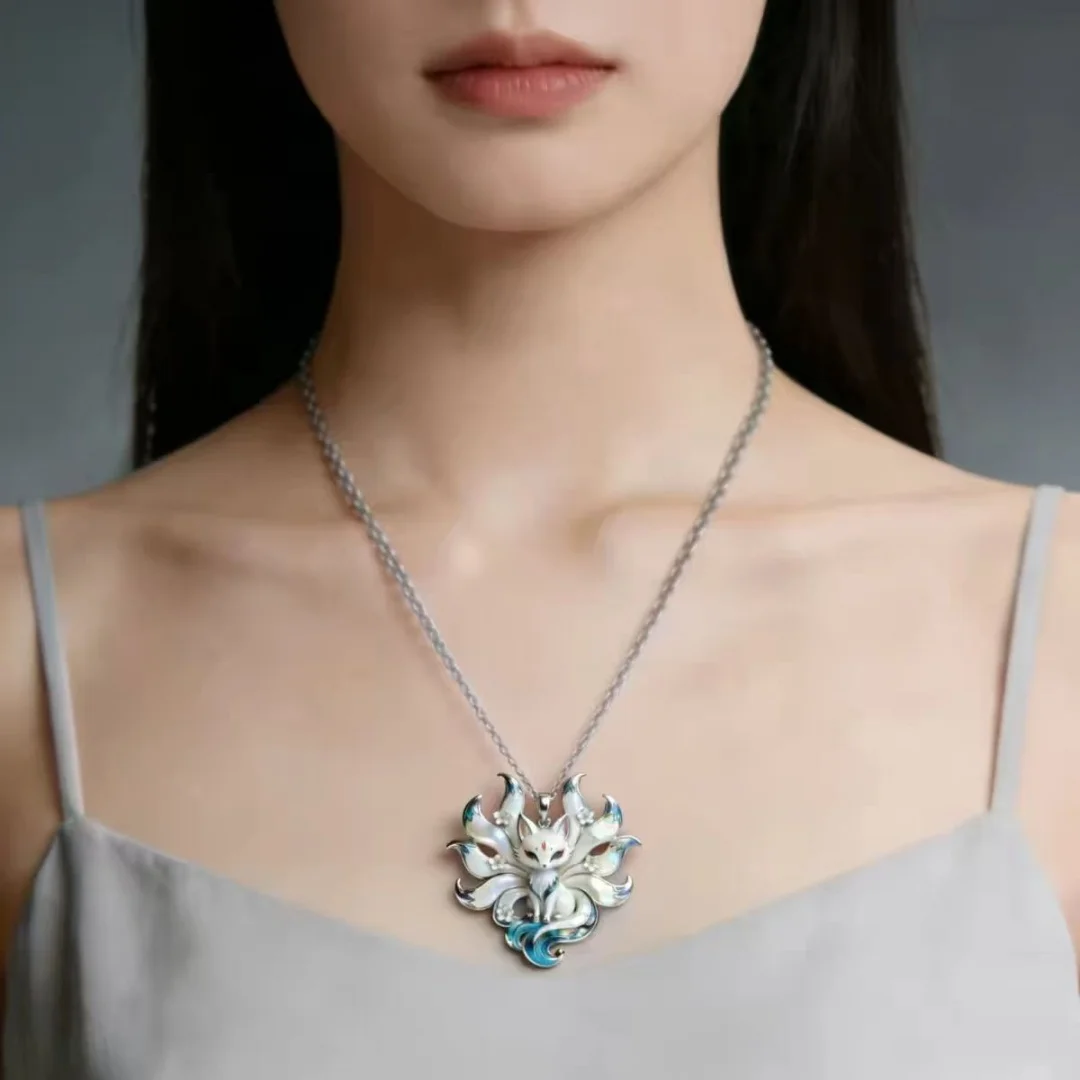 Nine-Tailed Fox Enamel Pendant: Cute & Aesthetic, Blending Modern Trends with Chinese Style. Perfect Gift for Friends & Family. image 3