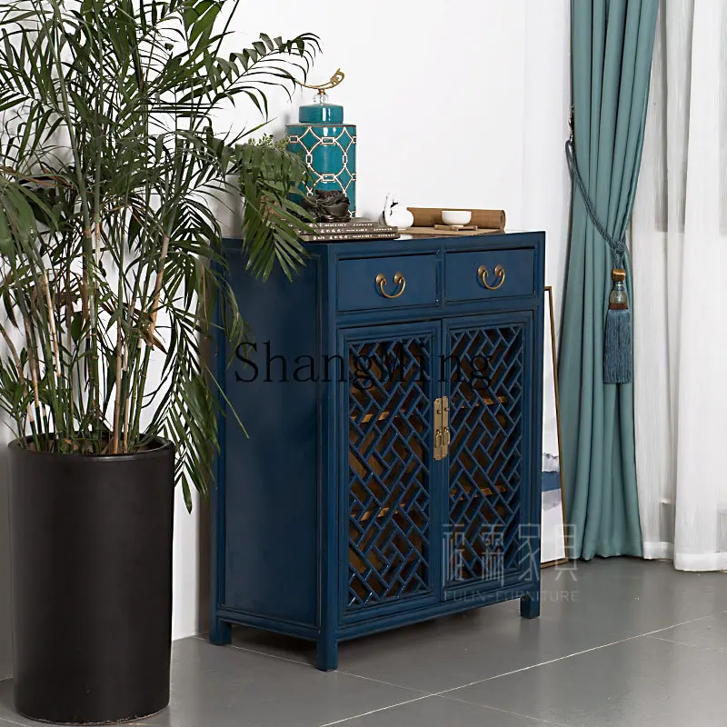 

CL Chinese-style elm dining side cabinet solid wood color paint storage side living room tea old entrance chest