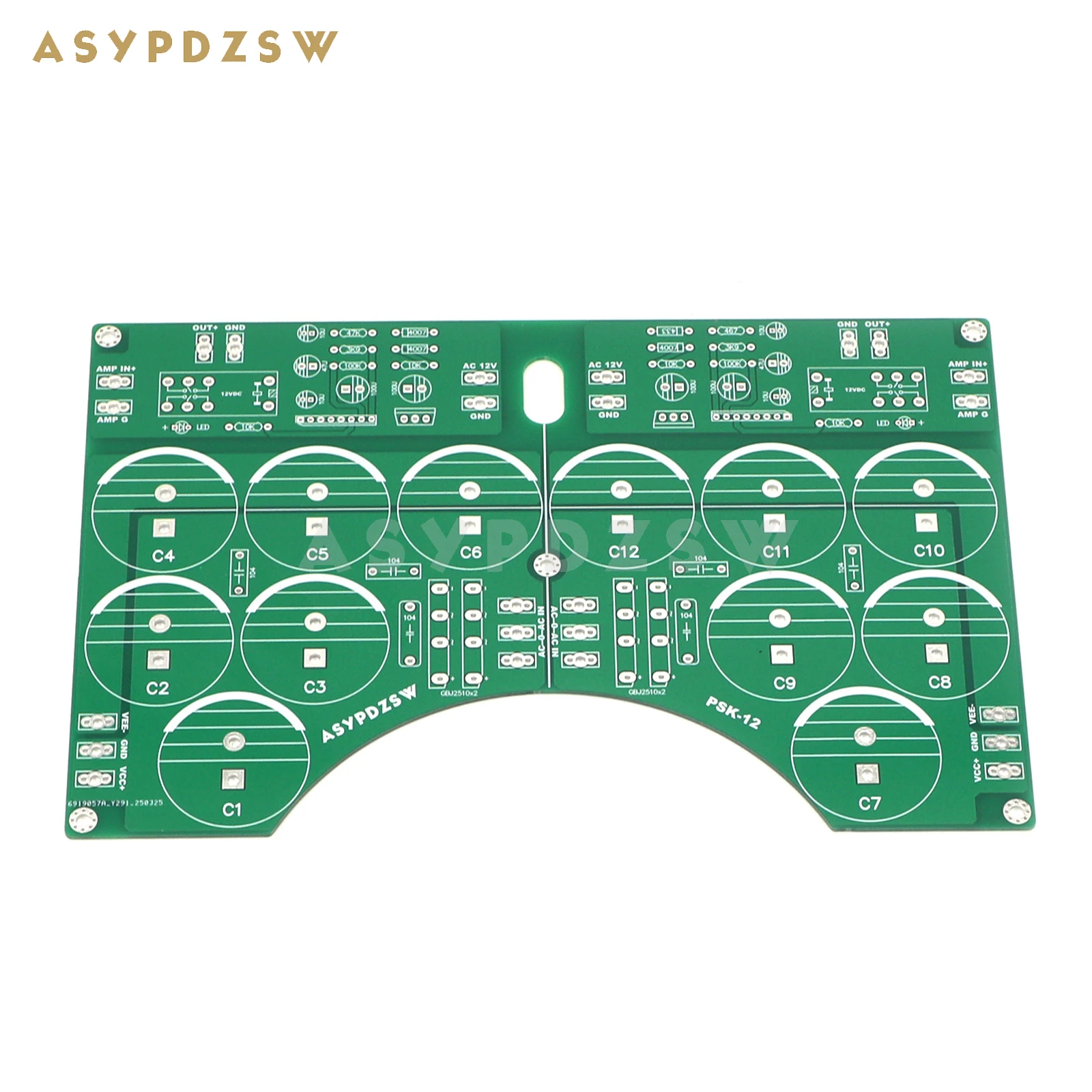 

HIFI PSK-12 12 PCS 35mm Caps Rectifier filter power supply Bare PCB With speaker protection