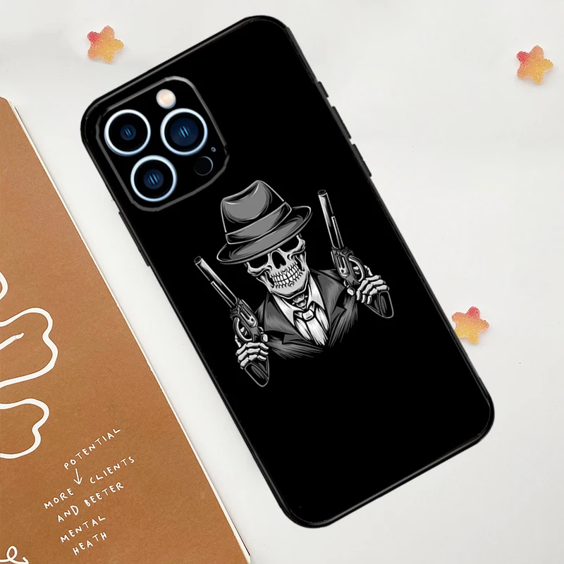 Death Skull Bones Clown Circus Phone Case For iPhone 15 16 14 13 12 11 Pro Max Mini Plus XS X XR Back Cover