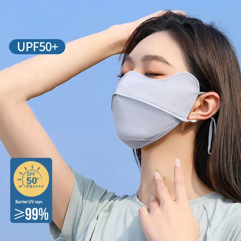 Summer Anti-UV Quick-drying Face Cover Ice Silk Sunscreen Mask Women Scarf Breathable Lady Face Protection Hanging Ear Headband