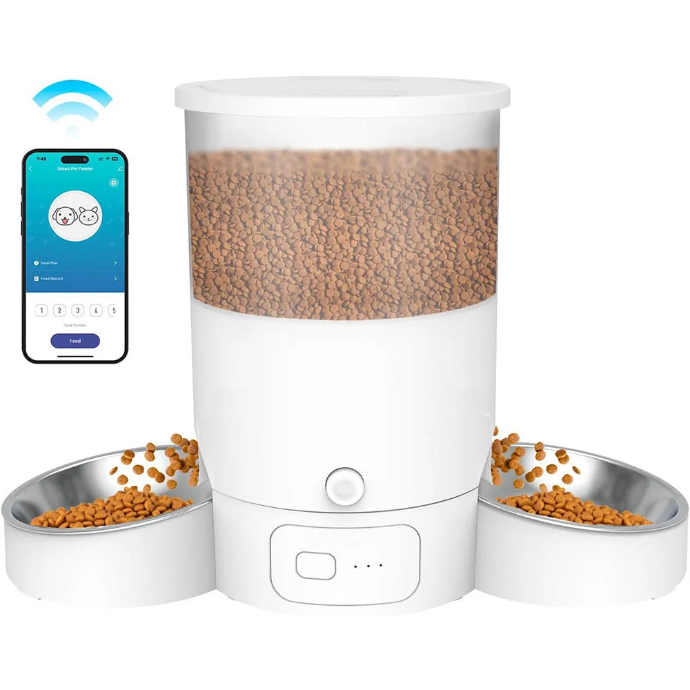 

Smart WiFi Charge Collapsible Automatic Dog Cat Pet Feeder 3L Food Grade Plastic Stainless Steel Double Bowl Leak-Proof Design