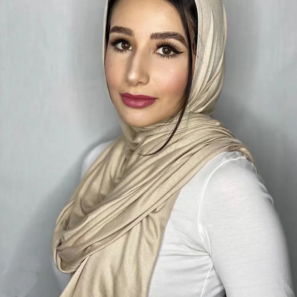 Lenço hijab feminino muçulmano Jersey hijab elástico modal de algodão hijabs liso turbante envoltórios de cabeça islâmicos africanos lenços de