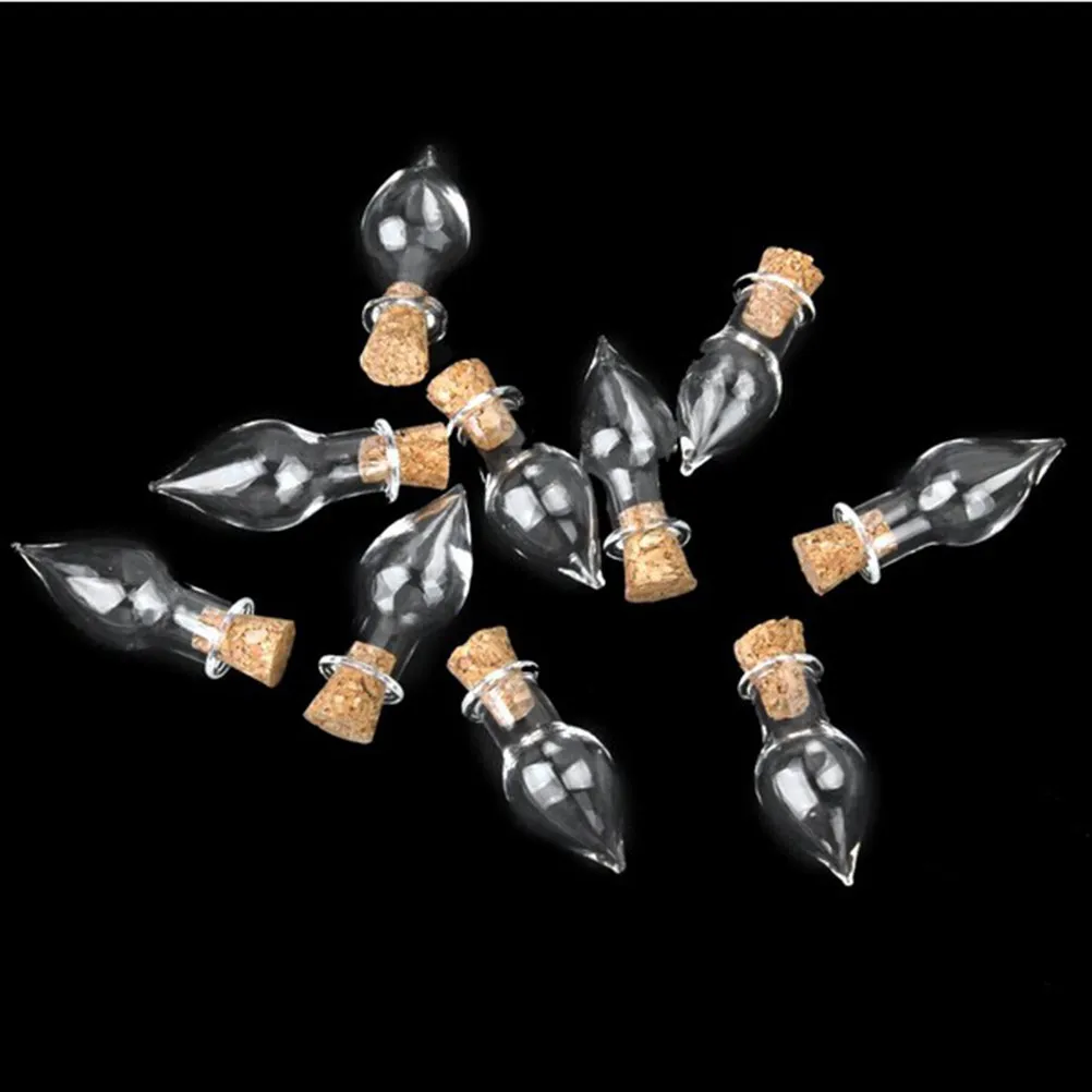 10Pcs Mini Transparent Glass Wish Bottles Teardrop Shape Cork Stopper DIY Necklace Drift Perfume Bottle Decoration