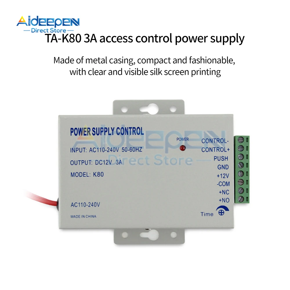 AC 110-220V to DC 12V 3A 30W Access Control Power Supply Controller Switch For Door Access Control System/Video Intercom System