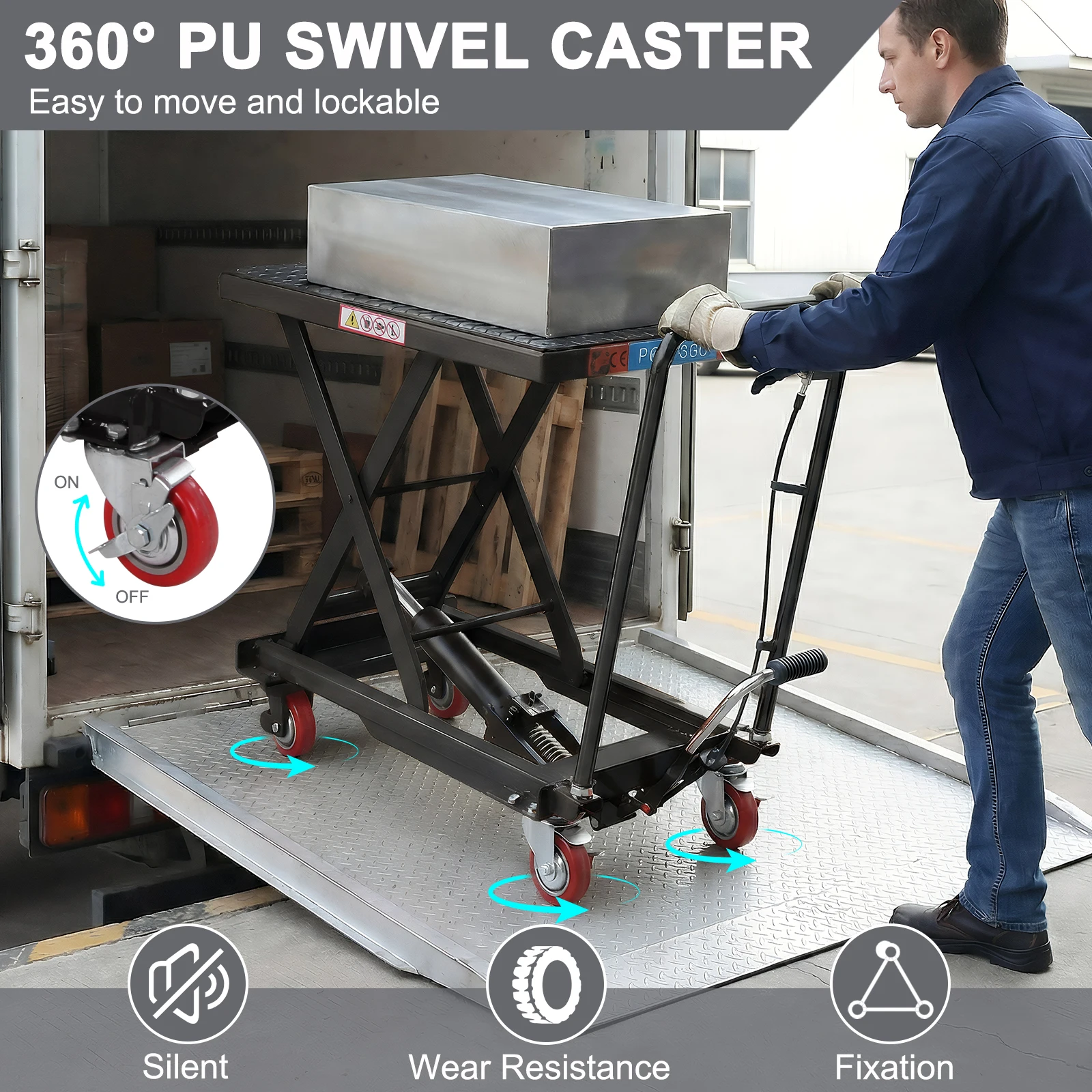 

Hydraulic Lift Cart 330 LBS Capacity Material Handling Platform 28 Inch Lifting Height for Material Handling and Transportation